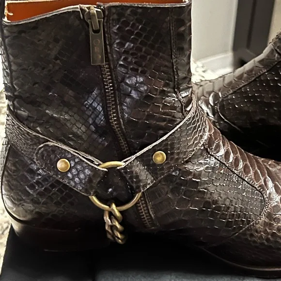 Espresso colored python Chelsea boots